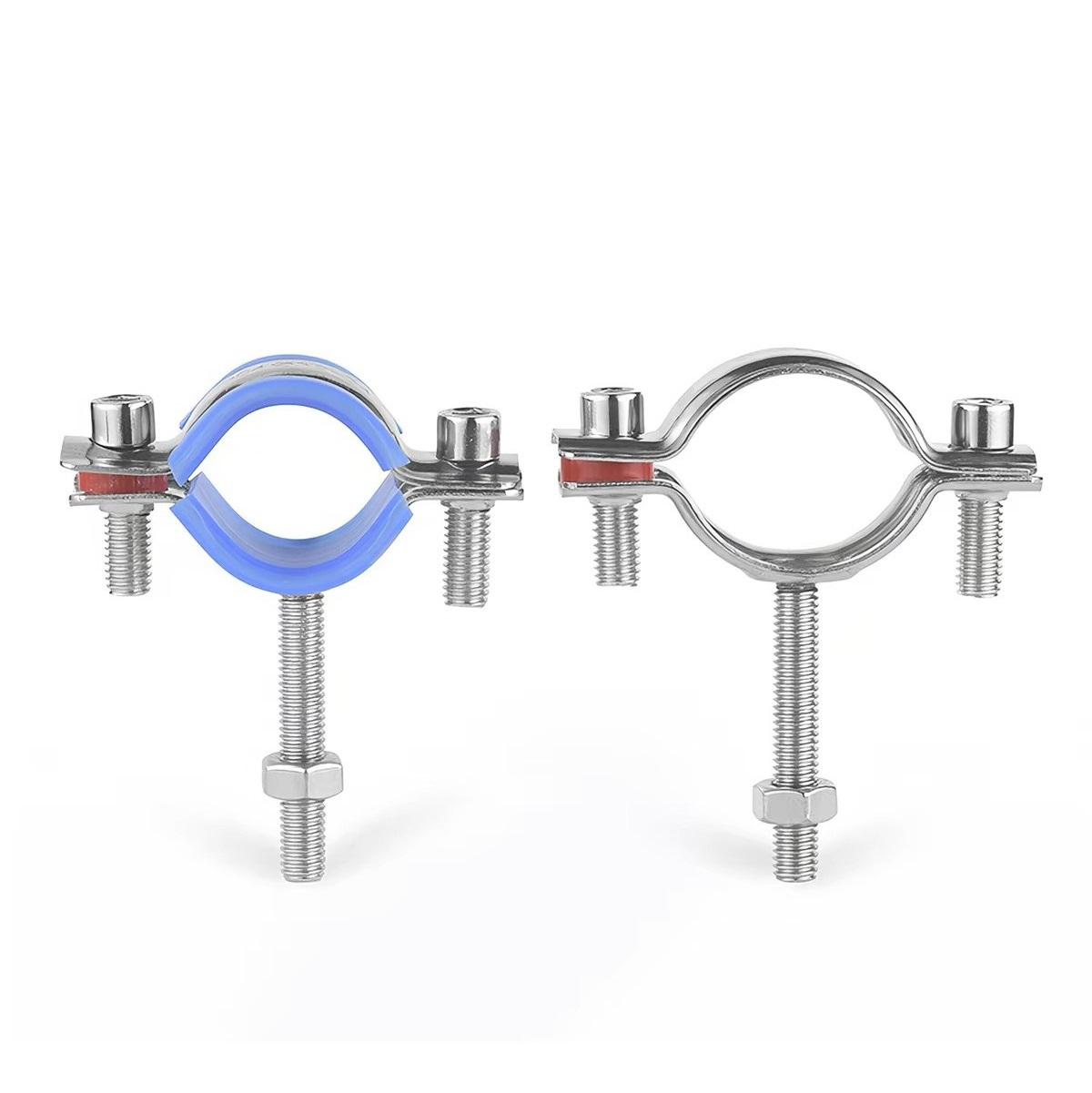 SS 304 Clamped Stanchion, OD 114–120 MM, Rubber Sleeve